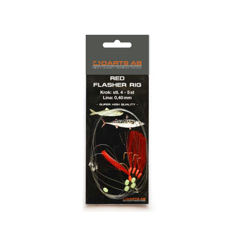 Darts Red Flasher Rig 1/0 3 Darts Red Flasher Rig 1/0